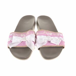 Fendi Colorblock Ribbon/Accent Bow Slides Size 8